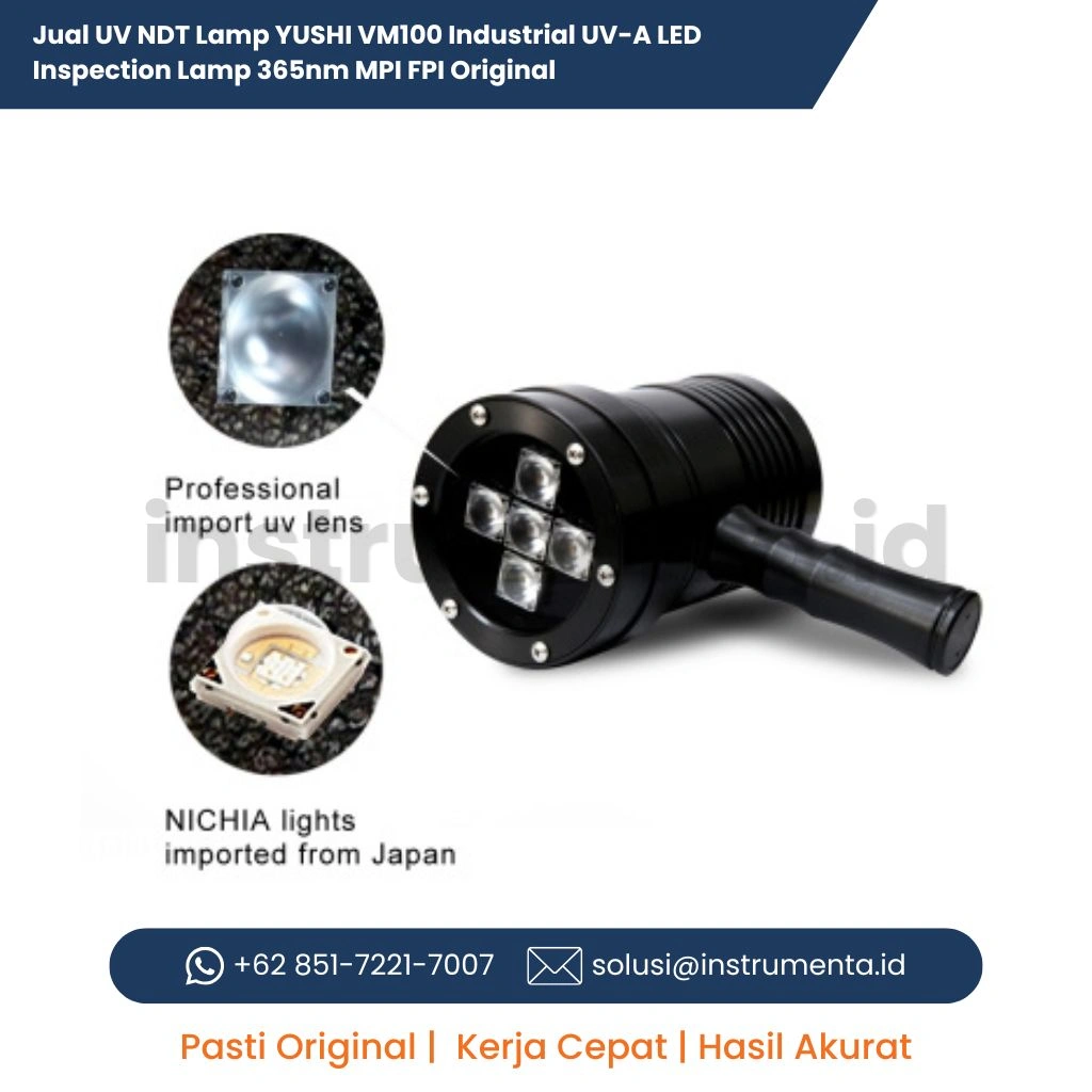 Jual UV NDT Lamp YUSHI VM100 Industrial UV-A LED Inspection Lamp 365nm MPI FPI Original